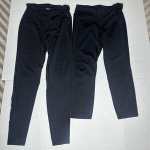 2 Women's Old Navy Active Black Leggings Size M with Pink Adjustable Drawstring